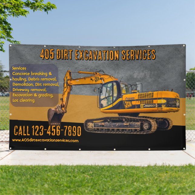 Customise Backhoe Excavation Services Contractor  Banner (Outside)