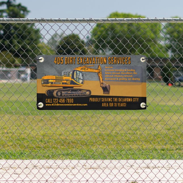 Customise Backhoe Excavation Services Fence Promo Banner (Insitu)