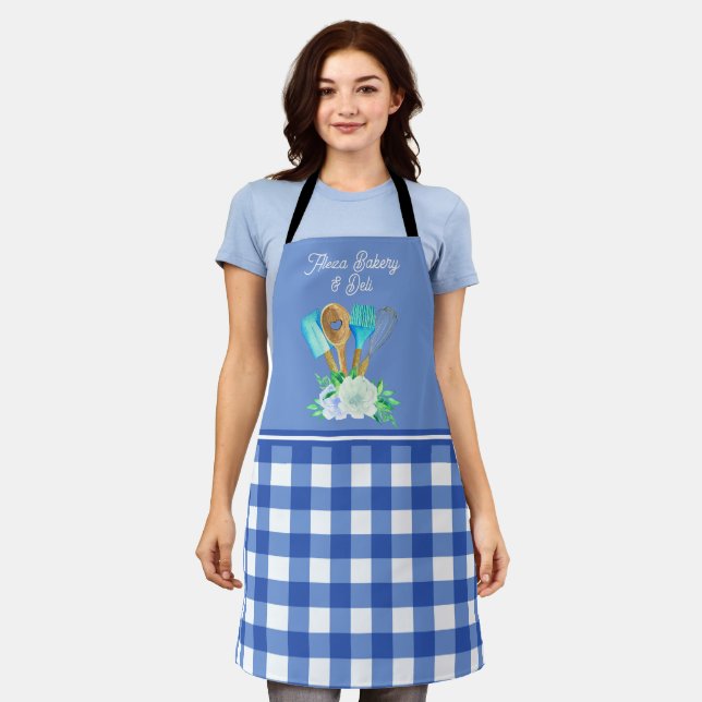 Customise Bakery Watercolor Floral Kitchen Utensil Apron (Worn)