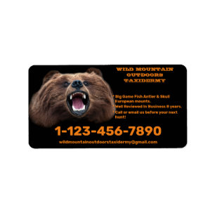 Customise Bear Large Game Taxidermy Shop  Label