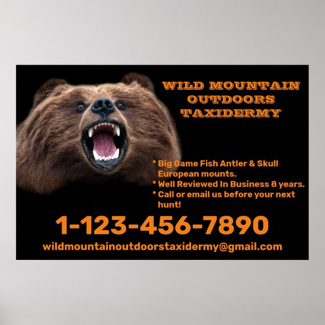 Customise Bear Large Game Taxidermy Shop  Poster (Front)