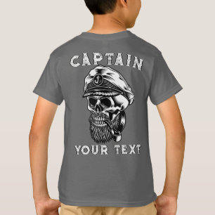 Customise Bearded Sea Captain Skull Smoking Pipe  T-Shirt
