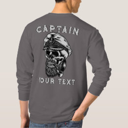 Customise Bearded Sea Captain Skull Smoking Pipe  T-Shirt