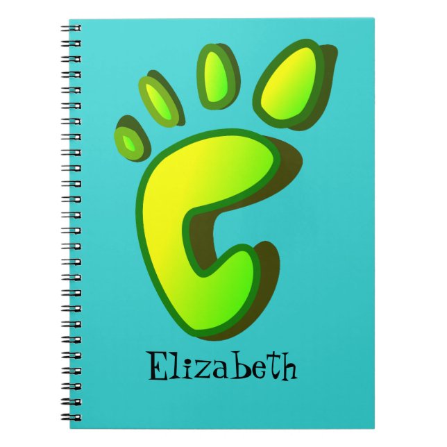 Customise Big Lime Green Footprint Spiral Notebook (Front)