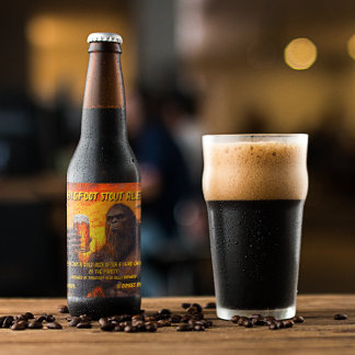 Customise Bigfoot Drinking A Beer At Sunset Beer Bottle Label