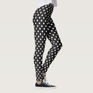 Customise Black And White Polka Dots Pattern Leggings