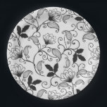 Customise Black Floral Pattern Paper Plate<br><div class="desc">Customise Black Floral Pattern. Change the background colour.</div>