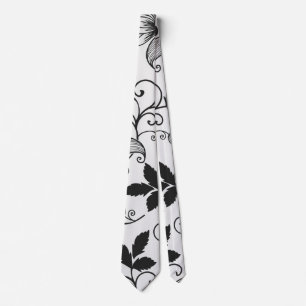 Customise Black Floral Pattern Tie