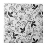 Customise Black Floral Pattern Tile<br><div class="desc">Customise Black Floral Pattern. Change the background colour.</div>