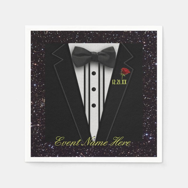 Customise Black Tuxedo and Night Sky Napkin (Front)