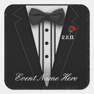 Customise Black Tuxedo and Night Sky Square Sticker