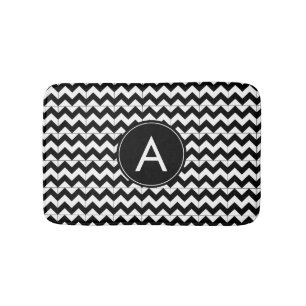 Customise Black White Chevron Pattern Bath Mat
