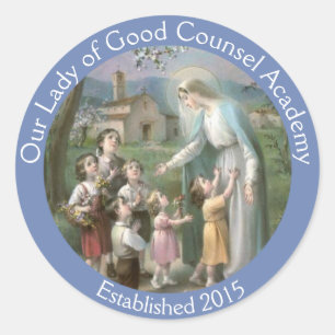 Customise Blessed Virgin Mary with Children Classic Round Sticker