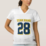 Customise Blue and Yellow Football Sports Jersey<br><div class="desc">Are you planning on attending a football game anytime soon? This jersey is perfect for you. Customise the words to reflect your favourite sports team and player number. You can also add a customised name on the back. The words are in yellow and blue colour. You can customise the colour...</div>