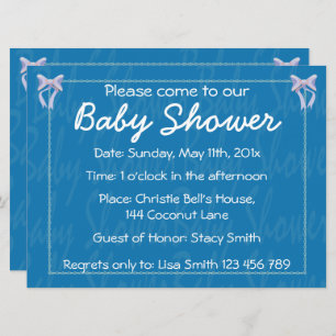 Customise Blue Baby Boy shower invitation