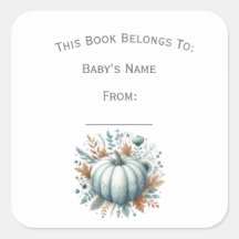Customise Blue Little Pumpkin Book Plate