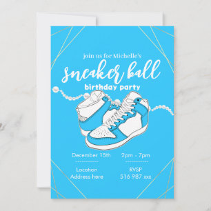 Customise blue sneaker ball invitation template