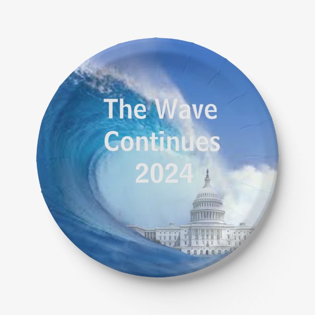 Customise Blue Wave Election 2024 Paper Plate (Front)