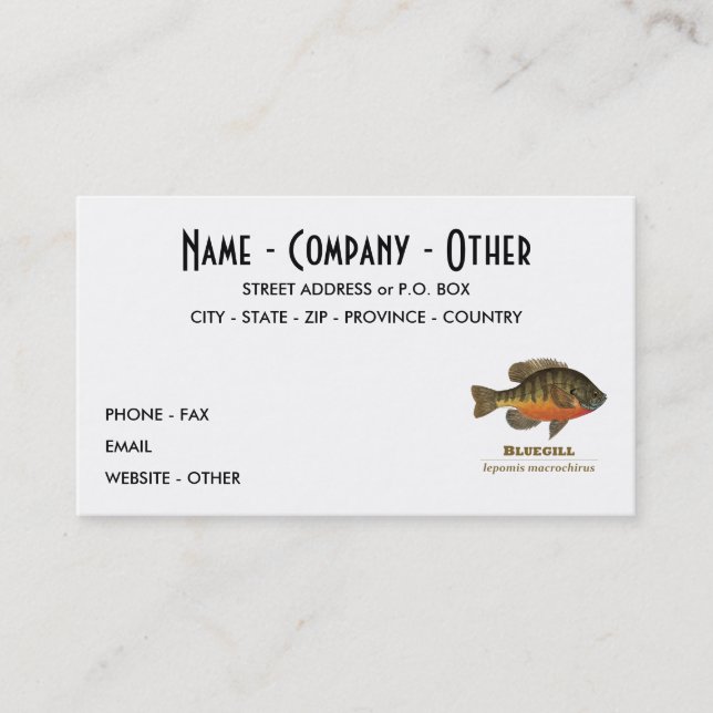 Customise Bluegill, Bream Business Card (Front)