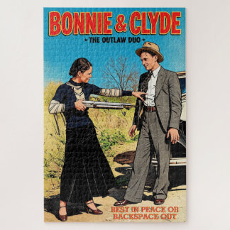 Customise Bonnie And Clyde Retro Art Outlaw Duo Jigsaw Puzzle