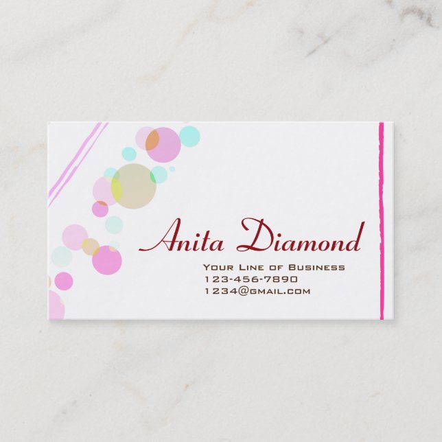 Customise both sides of Lavender and Blue Bubbles Business Card (Front)