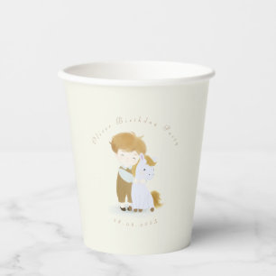 Customise Boy and Pony Birthday Party, Baby Shower Paper Cups