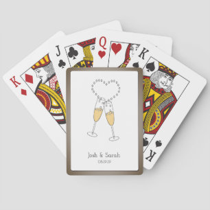 Customise Bronze Frame Champagne Toast Playing Car Cards