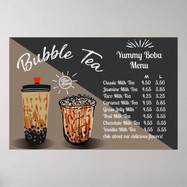 Customise Bubble Tea Boba Doughnut Shop  Poster (Front)