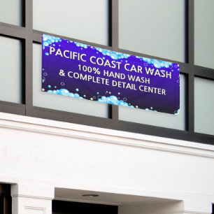 Customise Bubbly Blue Car Wash Business  Banner