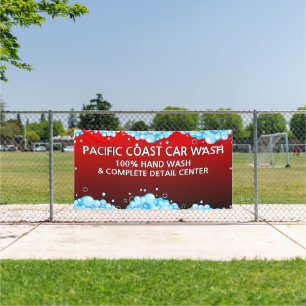 Customise Bubbly Red Car Wash Business  Banner