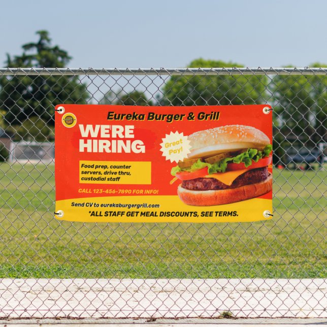 Customise Burger Restaurant We're Hiring Now  Banner (Insitu)