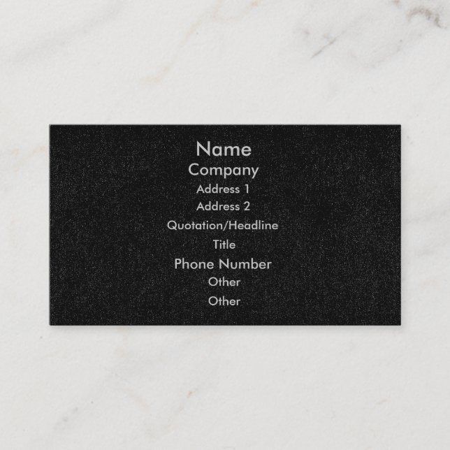 Customise business cards, black speckled denim business card (Front)