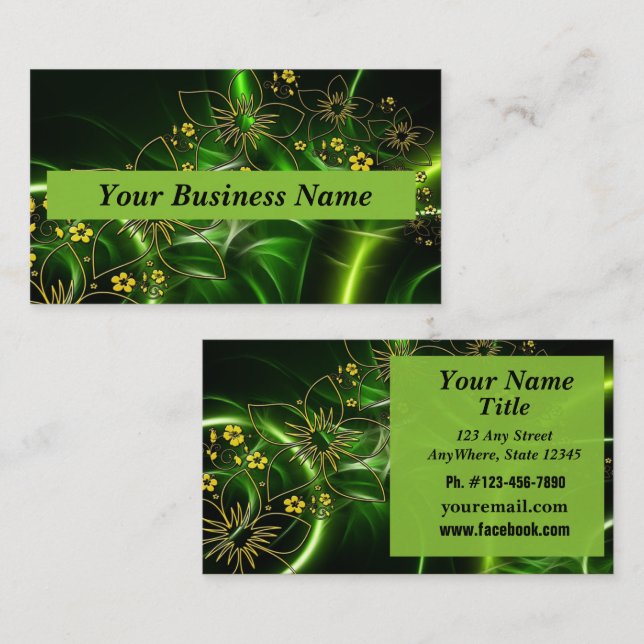 Customise Business Cards Green yellow Black Card (Front/Back)