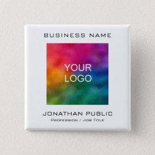 Customise Business Company Corporate Logo Text 15 Cm Square Badge