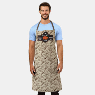 Customise Butcher Shop Brown Hog Pork Rib Design Apron