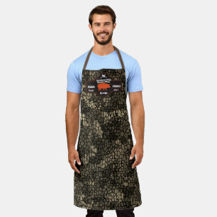 Customise Butcher Shop Orange Hog Pig Black Camo Apron
