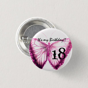 Customise Butterfly Button It's my birthday