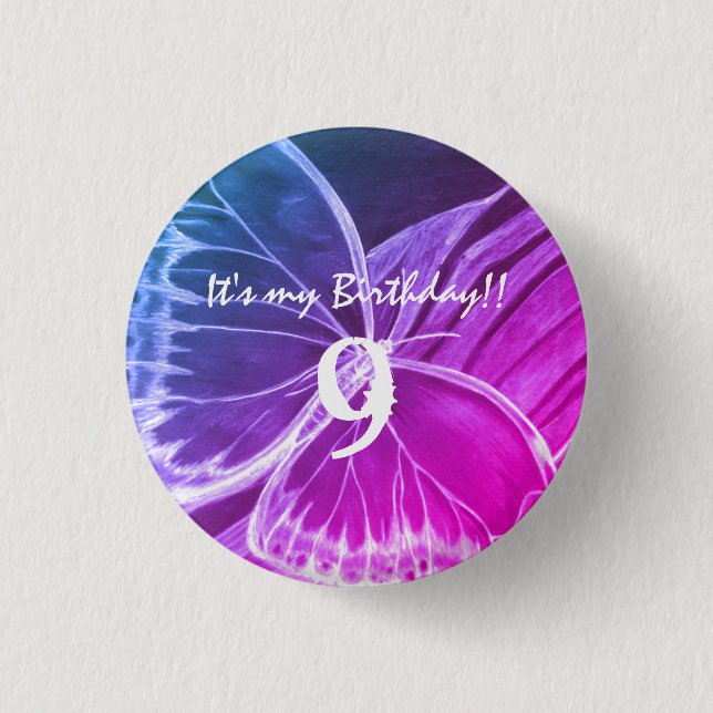 Customise Butterfly Button It's my birthday (Front)