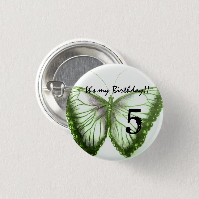 Customise Butterfly Button It's my birthday (Front & Back)