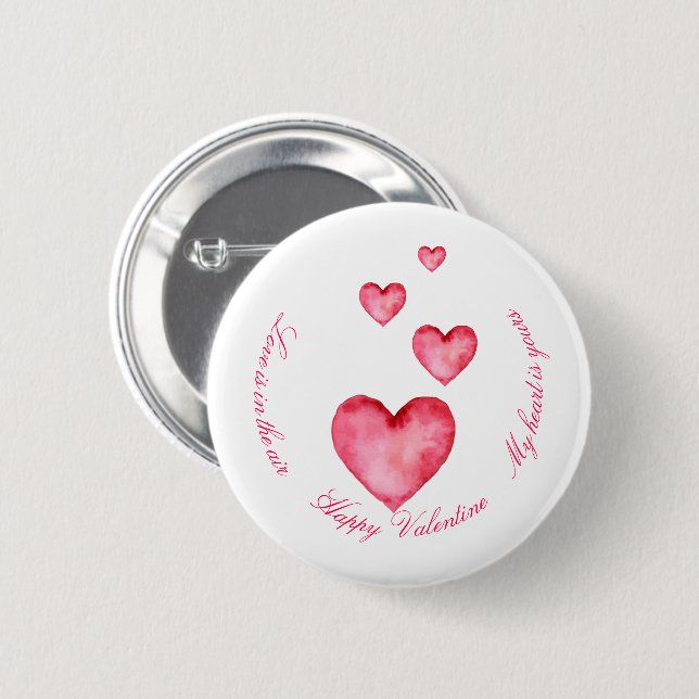 Customise Button - Happy Valentine (Front & Back)