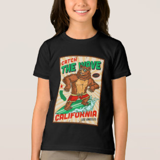 Customise California Surfing Bear Catch The Wave  Tri-Blend Shirt
