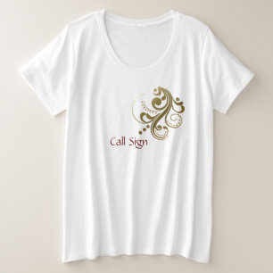 Customise Call Sign Women's Gold Scroll T-shirt Plus Size T-Shirt