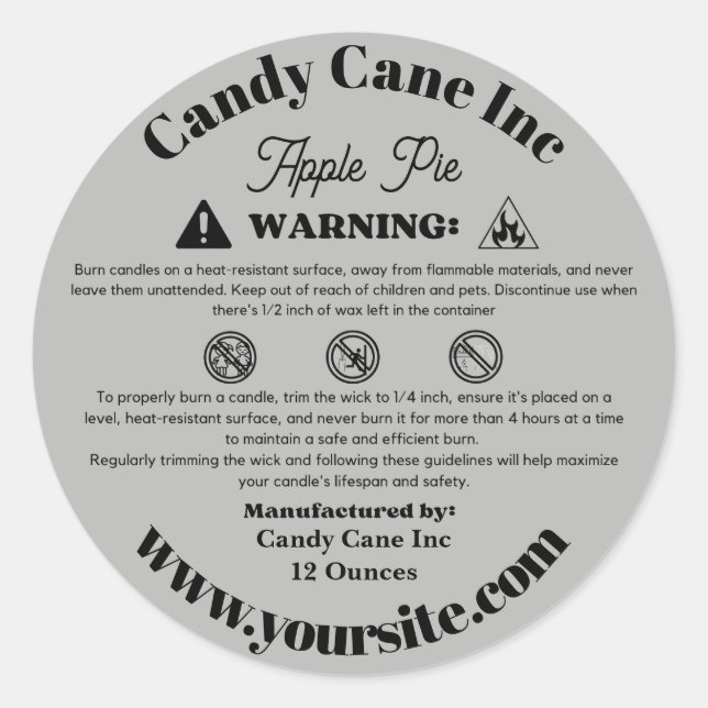 Customise Candle Warning Labels Small business (Front)