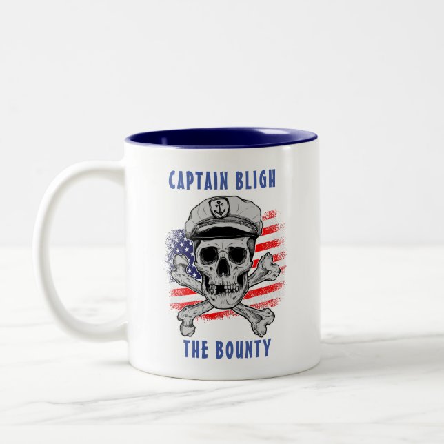 Customise, Captain, Skull & Bones, US Flag, Sailor Two-Tone Coffee Mug (Left)