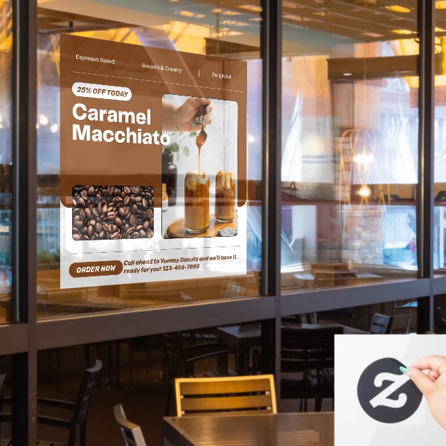 Customise Caramel Macchiato Promo Price Discount (Restaurant Window)