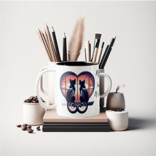 Customise Cat lovers cute Valentine  Two-Tone Coffee Mug