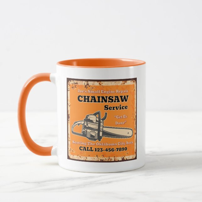 Customise Chainsaw Service Small Engine Repair  Mug (Left)