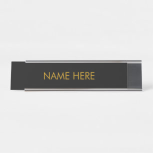 customise, change name text black simil gold desk name plate