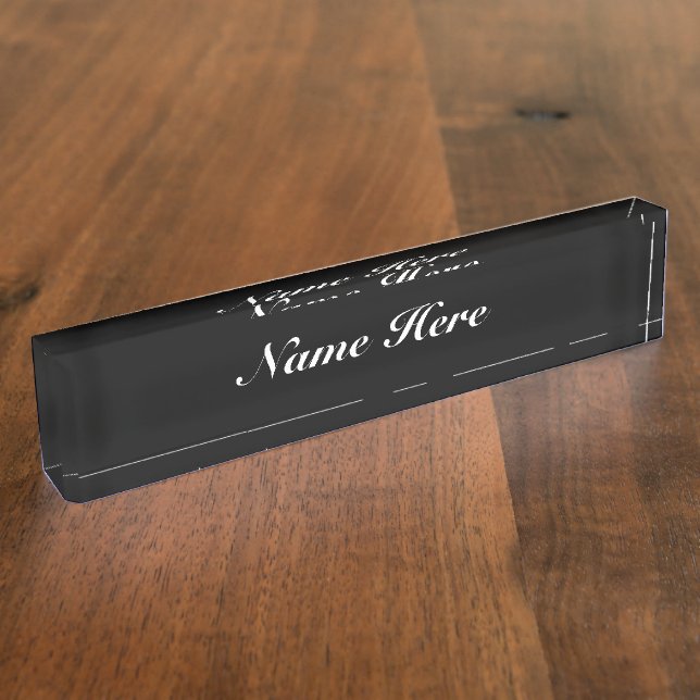 customise, change name text classic black white nameplate (Side)