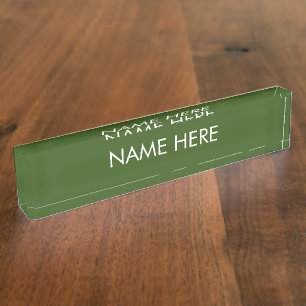 customise, change name text forest green white nameplate